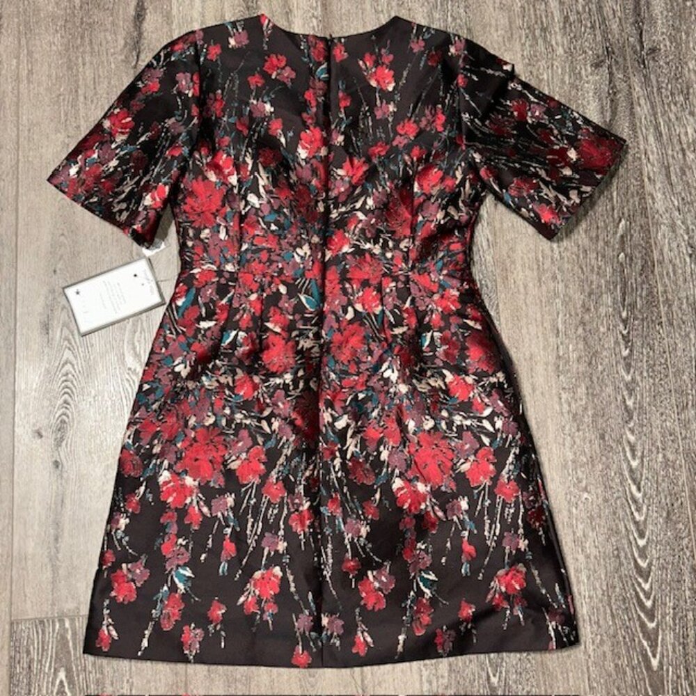 Vince Camuto Womens Floral Jacquard Short-Sleeve Dress VC4M5797 Red Multi 12 NWT - Picture 11 of 11
